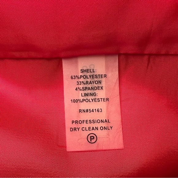 Calvin Klein Red Sleeveless Sheath Dress Pleated Detail Size 14 Career Office - Picture 12 of 14